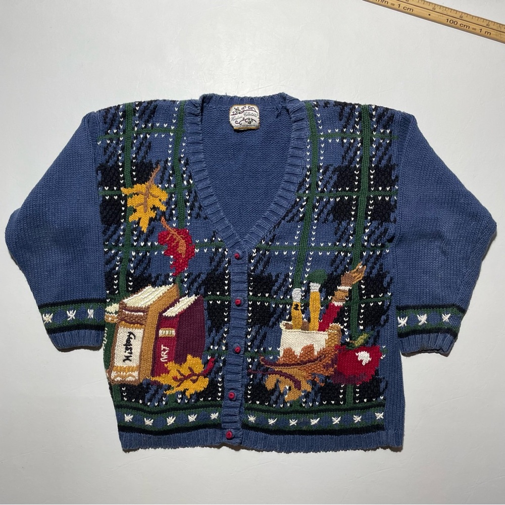 Blue Patterned Women's Cardigan medium